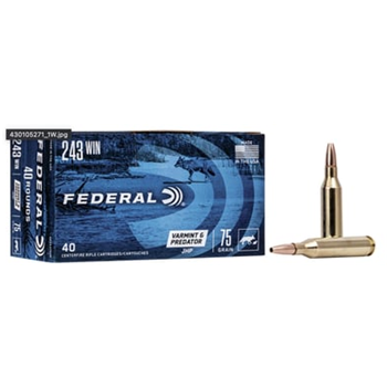 Federal 243 Win 75gr Jacketed Hollow Point (120Rnd - 3Boxes) - $100.97 after code "SMSAVE" - $100.97