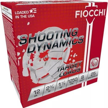 Fiocchi Shooting Dynamics Target Load 12 GA, 2-3/4in. 1-1/8oz. #8 Shot 25 Rounds - $8.49 - $8.49