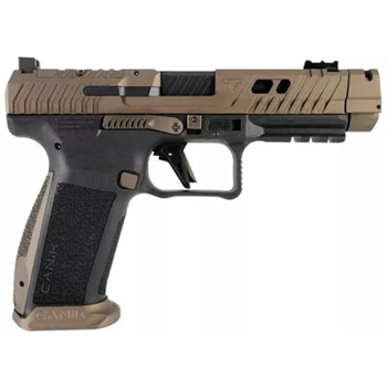 Canik TTI Combat 9mm 18 Rnd 4.60" Black Nitride Fluted/Ported Barrel, Burnt Bronze Cerakote Optic Cut/Serrated Steel Slide - $1248.99 - $1,248.99