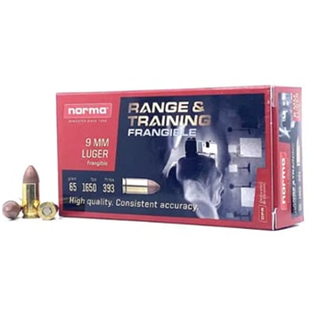 Norma Ammunition 9mm 65 Grain Frangible 1000Rnd - $234.99 + Free S/H