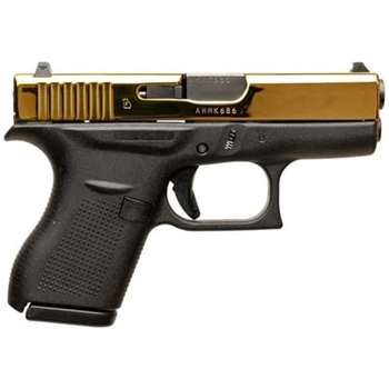 Glock 42 Black / Gold .380 ACP 3.2" Barrel 6-Rounds - $502.99 ($9.99 S/H on Firearms / $12.99 Flat Rate S/H on ammo) - $502.99