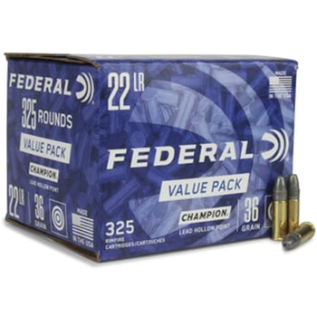Federal Champion Value Pack 22 LR 36 Grain Lead Hollow Point 3250 Rnds - $178.69 + Free Shipping - $178.69