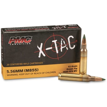 PMC X-Tac M855 Green Tip 5.56x45mm NATO FMJ 62 Grain 20 Rounds - $9.49 (Buyer’s Club price shown - all club orders over $49 ship FREE) - $9.49