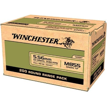 Winchester M855 5.56 Bulk Ammo 62 Gr FMJ Green Tip 200rds - WM855200 - $119.99