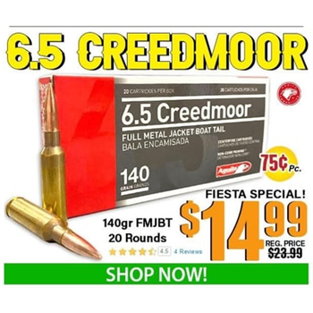 Aguila 6.5 Creedmoor Full Metal Jacket Boat Tail 140 Grain 20 Rounds - $14.99 - $14.99