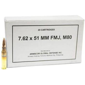 Armscor .308 Winchester ARM50203 147 Grain FMJ Ammo - 20 round box - 50203 - $15.95 (Free S/H over $175)