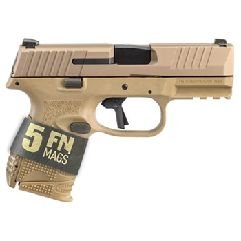 FN 509 Compact Flat Dark Earth 9mm 3.7" Barrel 24-Rounds 5 Mag Bundle - $569 (Add To Cart) $469 after $100 MIR ($8.99 Flat Rate Shipping) - $569.00