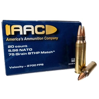 AAC 5.56 NATO 75 Grain BTHP Match w/ Cannelure 20rd Box - $11.99