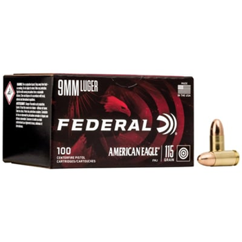 Federal American Eagle 9mm 115 Grain FMJ 1000 Rounds - AE9DP100 - $310 - $310.00