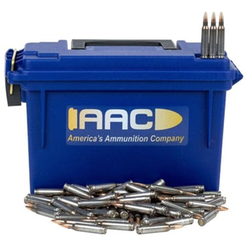 AAC 5.56 NATO 77 Grain OTM Shell Shock Ammo 250rd With AAC Blue 30 Cal Ammo Can - $224.99 - $224.99