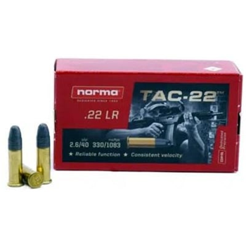 Norma TAC 22 .22LR .40-Gr. LRN 5000 Rnds - $364.99 - $364.99