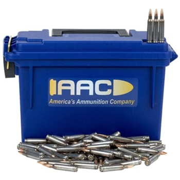 AAC 5.56 NATO 77 Grain OTM Shell Shock Ammo 250rd With AAC Blue 30 Cal Ammo Can - $224.99 - $224.99