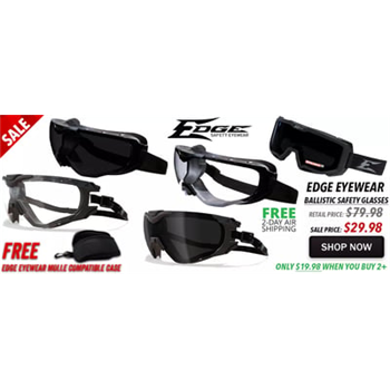 Edge Eyewear Ballistic Safety Glasses - $29.99 + FREE Molle Compatabile Case (FREE 2-Day Edge Shipping) - $29.99