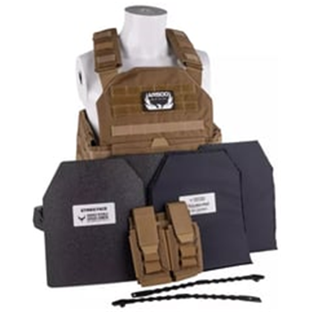 AR500 Armor Testudo Lite Carrier with Plates and Double Rifle Mag Pouch - Coyote - $199.99 - $199.99