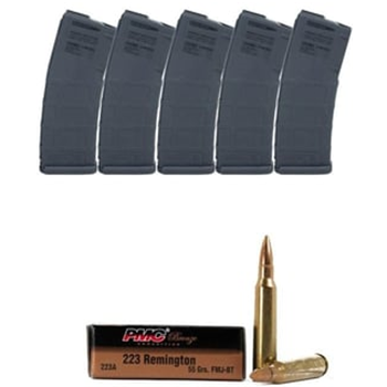 100rds Of PMC Bronze .223 Remington 55gr FMJ-BT &amp; 5 Magpul PMAG Gen2 30rd Magazines - $89.95 + Free Shipping - $89.95