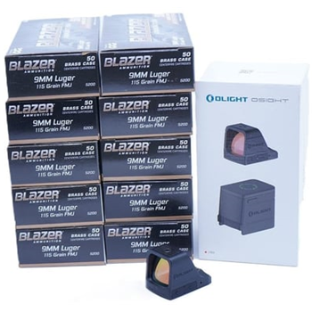 Bundle Deal: Olight Osight Red Dot Pistol Sight and 500 Rounds of CCI Blazer 9mm - $299.99 - $299.99