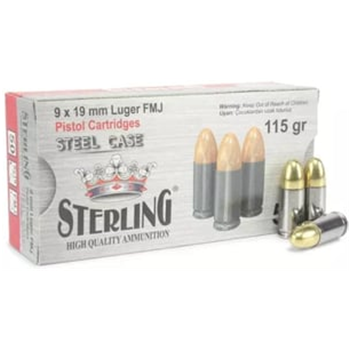 STERLING 9MM 115 GR FMJ 1000 rounds - $213.74 w/code "5OFFJUNE24" (Free S/H over $149) - $213.74
