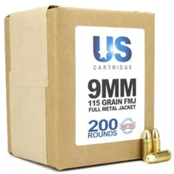 US CARTRIDGE 9MM 115 GR FMJ (200 ROUNDS) - $48.44 w/code "5OFFJUNE24" (Free S/H over $149) - $48.44