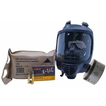 BUNDLE DEAL: Mira Safety CM-6M Gas Mask, NBC-77 Filter, and 120 rd PMC 5.56 Battle Pack - $329.99 - $329.99