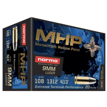 Norma Monolithic Hollow Point 9mm 108Gr 20 Rnd - $6.99 - $6.99