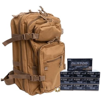 Bundle Deal: Tan Glock Backpack and 500 Rounds of CCI Blazer 9mm - $179.99 - $179.99