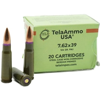TelaAmmo USA 7.62x39 124 Grain FMJ Steel Case 500 Rnds - $249.99 - $249.99