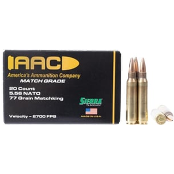 AAC 5.56 NATO 77 Grain Sierra MatchKing HPBT W/Cannelure 20rd Box - $14.99 - $14.99