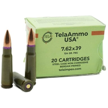 TelaAmmo USA 7.62x39 124 Grain FMJ Steel Case 500 Rnds - $249.99 - $249.99
