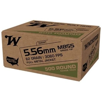 Winchester M855 5.56 Bulk Ammo 62 Gr FMJ Green Tip 500rds - WM855500 - $299.99