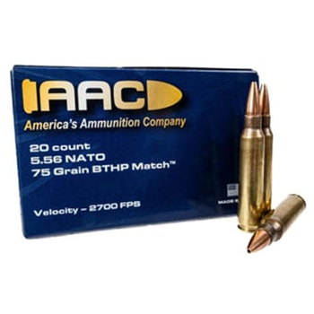 AAC 5.56 NATO 75 Grain BTHP Match w/ Cannelure 20rd Box - $10.99 - $10.99