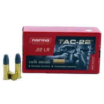 Norma TAC 22 .22 LR 40-Gr. LRN 1000 Rnds - $72.99 - $72.99