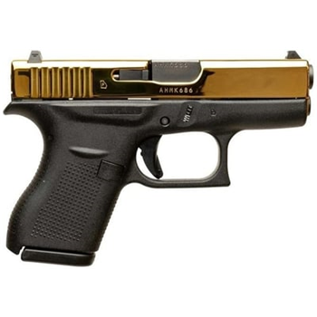 Glock 42 Black / Gold .380 ACP 3.2" Barrel 6-Rounds - $480.99 ($9.99 S/H on Firearms / $12.99 Flat Rate S/H on ammo) - $480.99