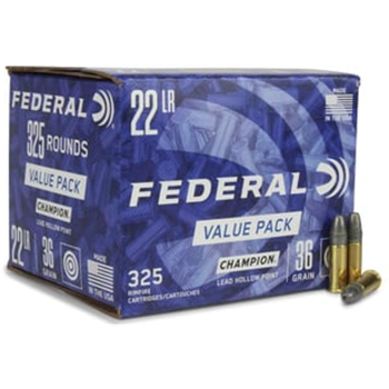 FEDERAL CHAMPION VALUE PACK 22 LR 36 GRAIN LEAD HOLLOW POINT 1950 rounds - $101.83 w/code "5July24" (limit 1) (Free S/H over $149) - $101.83