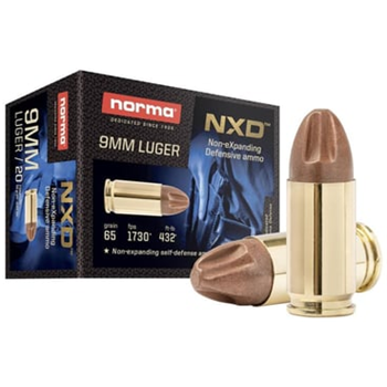 Norma NXD Non-eXpanding Defensive 9mm 65gr Molded Copper Projectile Lead-Free Ammunition 1730 FPS 200-Rounds - $99.98 - $99.98