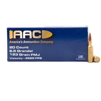 AAC 6.5 Grendel Ammo 123 Grain FMJ 20rd Box - $13.99 - $13.99
