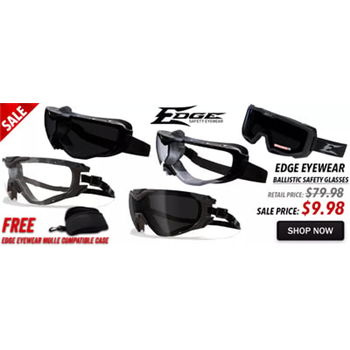 Edge Eyewear Ballistic Safety Glasses - $9.99 + FREE Molle Compatabile Case - $9.99