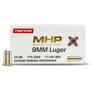 Norma 9mm 85gr MHP Ammo, 50rds - 299740030 - $14.99 - $14.99