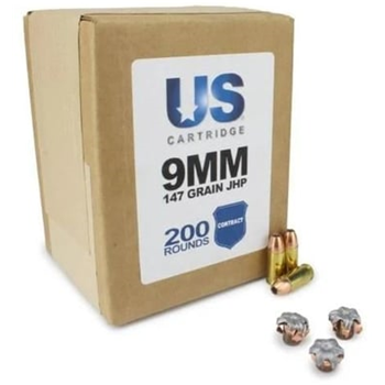US Cartridge 9mm 147-Gr. JHP (LE Contract Overrun) 200 rounds - $81.21 w/code "5Aug24" (Free S/H over $149) - $81.21