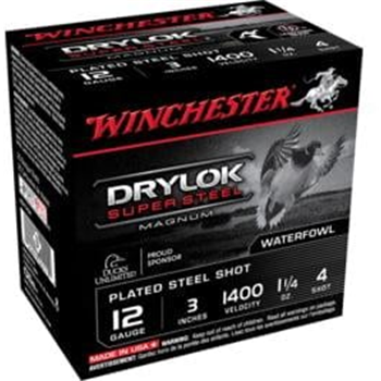 Winchester DRYLOK 12 Gauge 1 1/4 oz 3" Centerfire Shotgun Ammunition BB 25 rounds - $17.79 (Free Shipping on Firearms) - $17.79