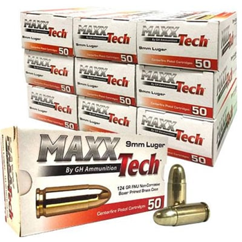 MAXXTech 9mm 124 Grain Full Metal Jacket 500 Round Case - $119.99 - $119.99