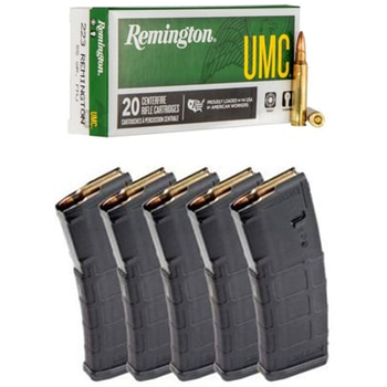 Remington Ammunition L223R3 UMC .223 Rem 55gr FMJ Rifle Ammo - 100 rds + 5 PMAG Bundle - $109.95 (Free S/H over $175) - $109.95