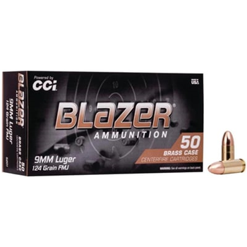 CCI 5201 Blazer Brass 9mm 124 GR FMJ Handgun Ammo - 1000 Rounds - 5201 - $249.99 ($9.99 Flat Rate Shipping) - $249.99