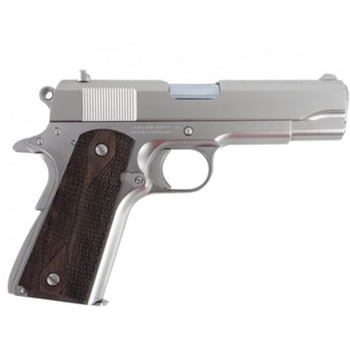 Tisas 1911 Tank Commander .45 ACP Nickel *Blemished* - Nickel, 4.25" Barrel, 7+1 Rounds, Wood Grips, Iron Sights - $411.99 (Free Shipping on Firearms) - $411.99