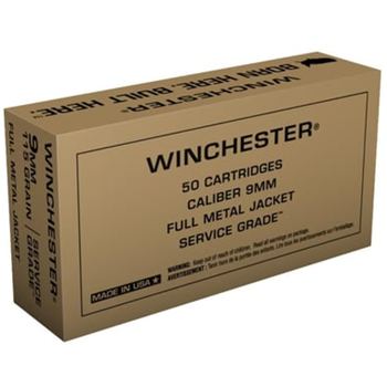 Winchester Service Grade 9mm Ammo 115 Grain FMJ 50rds - $12.99 - $12.99