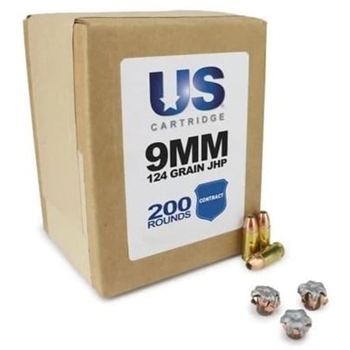 US Cartridge 9mm 124-Gr. JHP (LE Contract Overrun) 200 rounds - $72.19 w/code "5Aug24" (Free S/H over $149) - $72.19