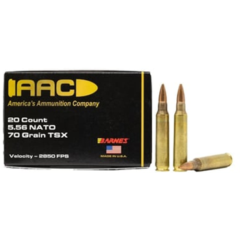 AAC 5.56 NATO 70 Grain Barnes TSX 20rd Box Ammunition - $19.99 - $19.99
