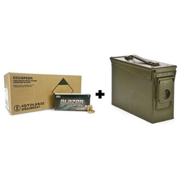 Blazer Brass 9mm 124 Gr FMJ 1000 Rnds + Ammo Can (Limit 3) - $242.24 w/code "5offpow" (Free S/H over $149) - $242.24