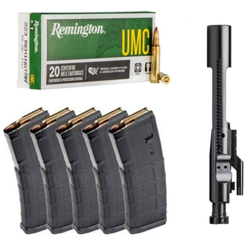 Remington .223 Remington 55 Grain HP Nickel Ammo - 100 rds + 5 PMAG &amp; BCG Bundle - $159.95 (Free S/H over $175) - $159.95