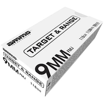 Ammo Inc Target and Range 9mm 115 gr FMJ 50rds Handgun Ammo for Reliable Practice 50 Rnd - $10.49 - $10.49