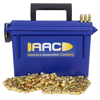 AAC 380 Auto Ammo 95 Grain FMJ 500rd With AAC Blue 30 Cal Ammo Can - $179.99 - $179.99